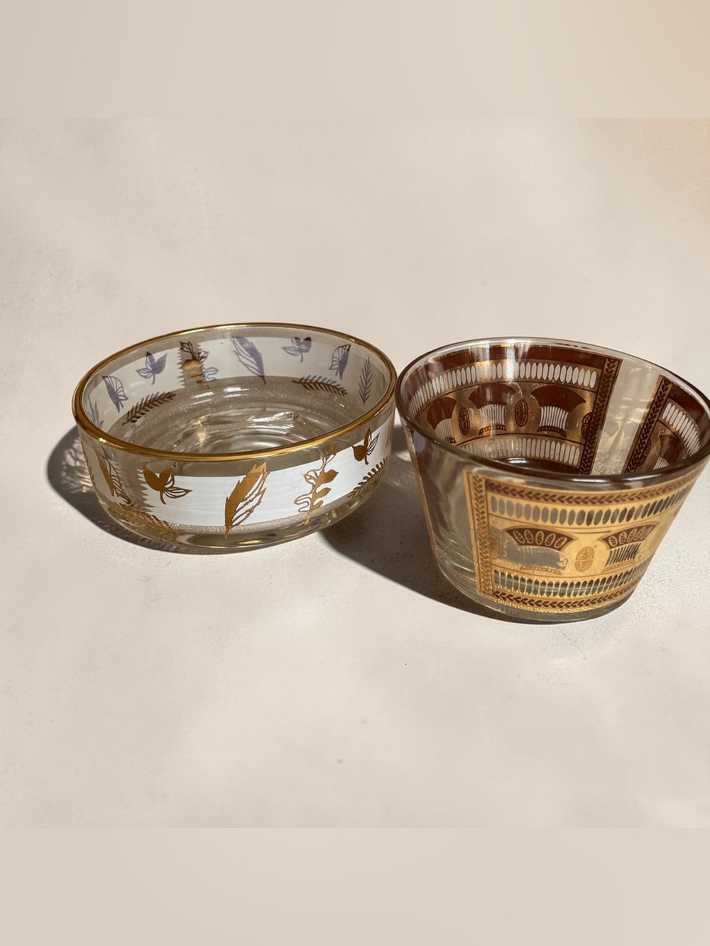 Two small mid-century, modern glass bowls, one Libby and one Culiver